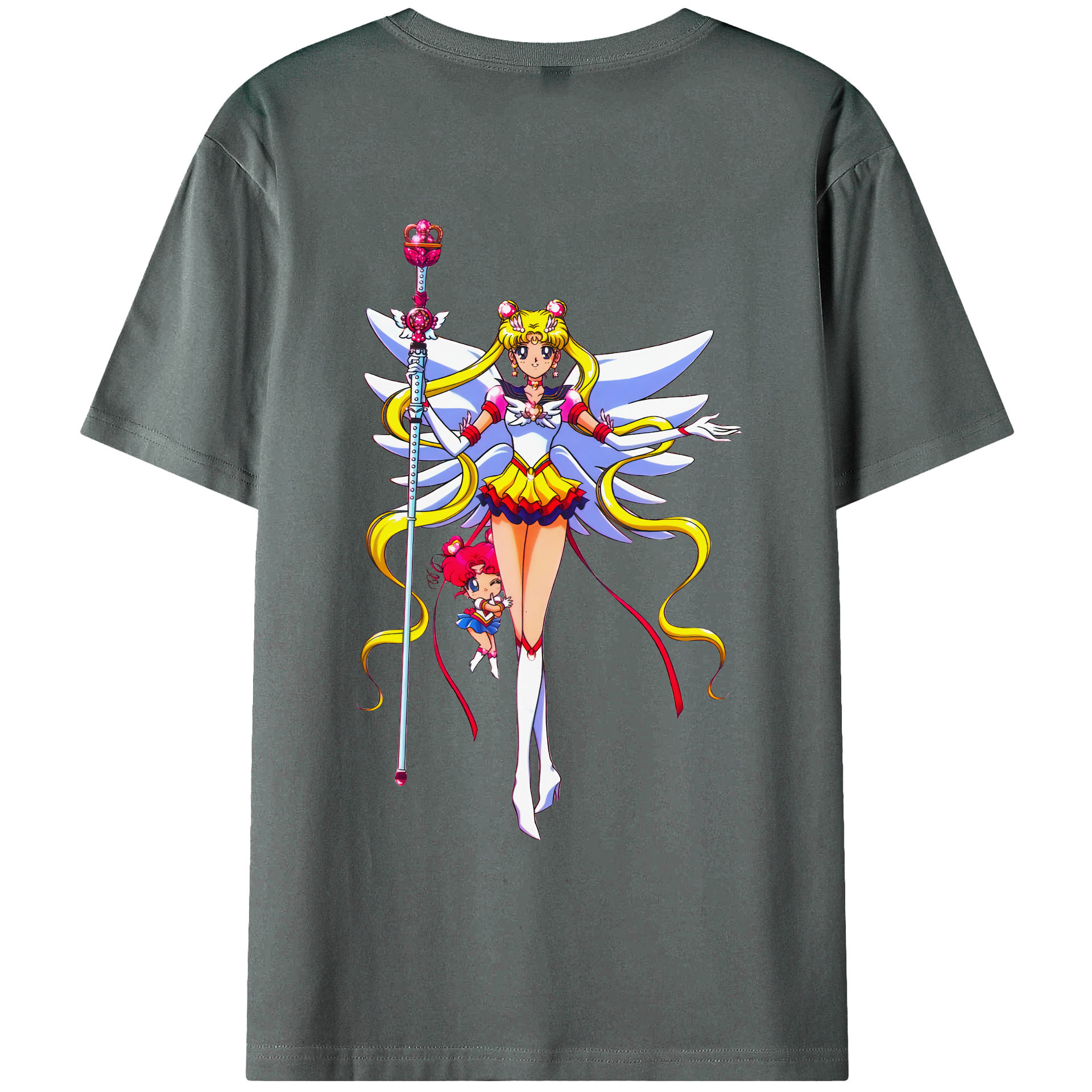 （画像用） 美少女戦士セーラームーン 月野 うさぎ つきの うさぎ Sailor Moon Tsukino Usagi 綿100％ メンズ半袖Tシャツ（バックプリント） 通気性